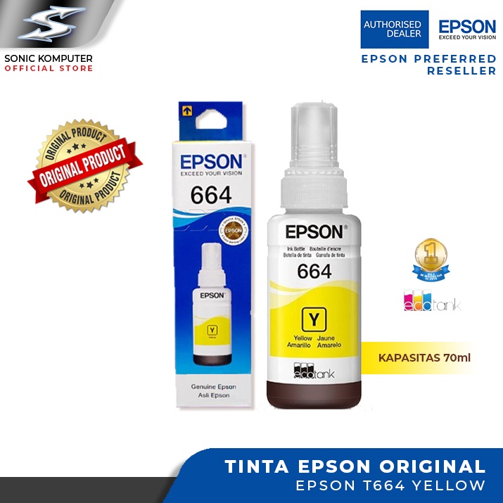 Tinta Epson T664 Original Epson T 664 ( T6641 Black , T6642 Cyan , T6643 Magenta , T6644 Yellow )