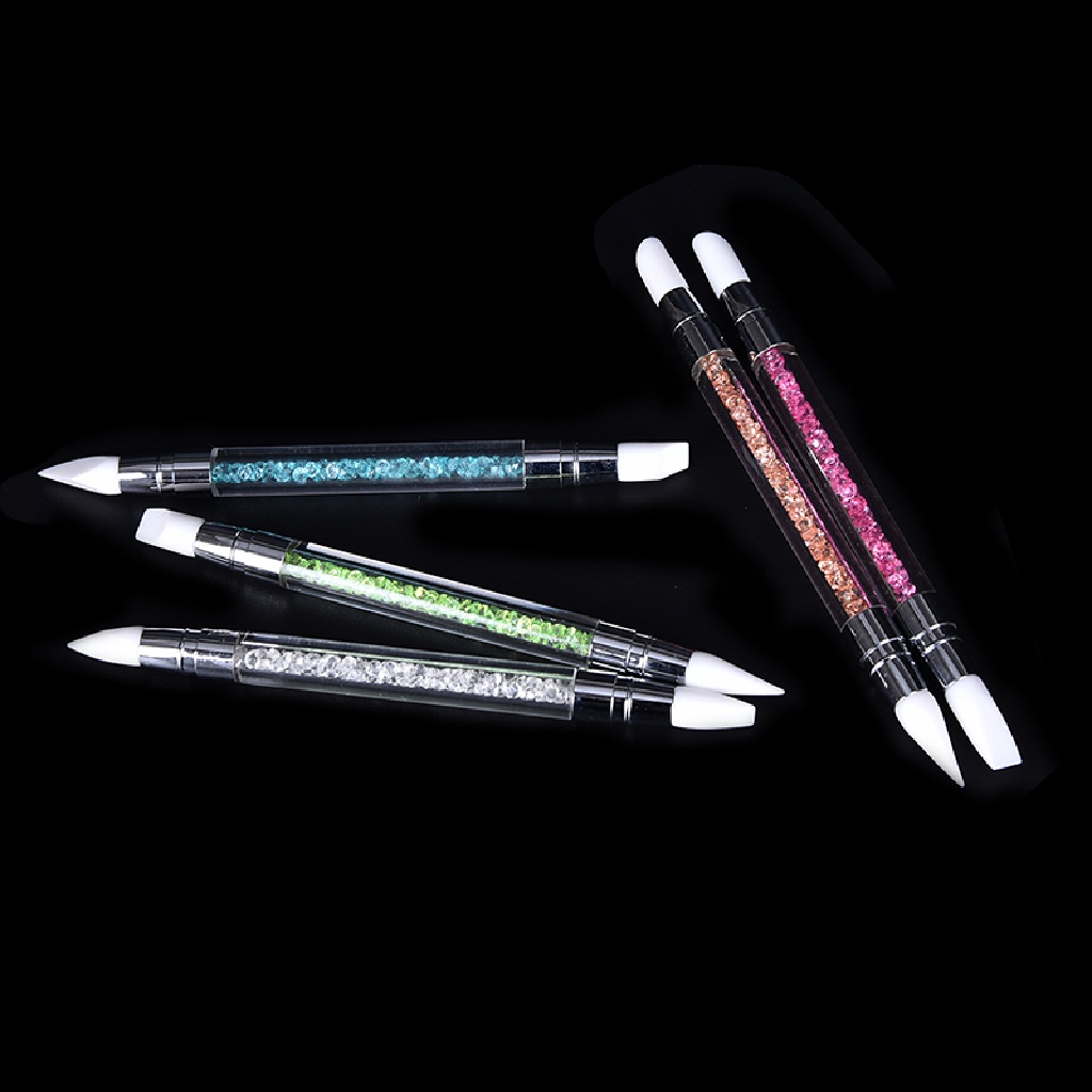 1pc Pen Brush Dotting 2 Sisi Bahan Silikon Untuk Nail Art