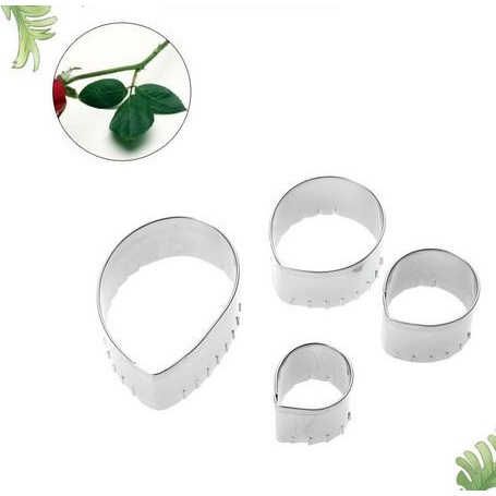 Stainless Steel Fondant Cutter - Rose Leaves (4pcs)