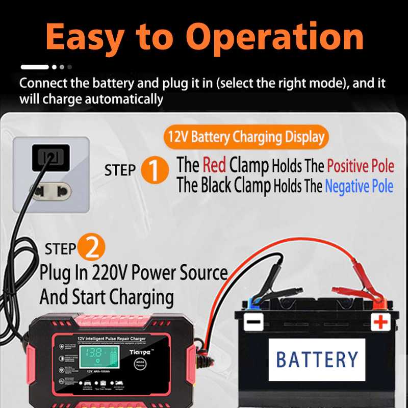 Tianye Charger Aki Mobil Smart Battery Charger 12V 4-100Ah - RJ-C1205 CAS AKI MOTOR MOBIL