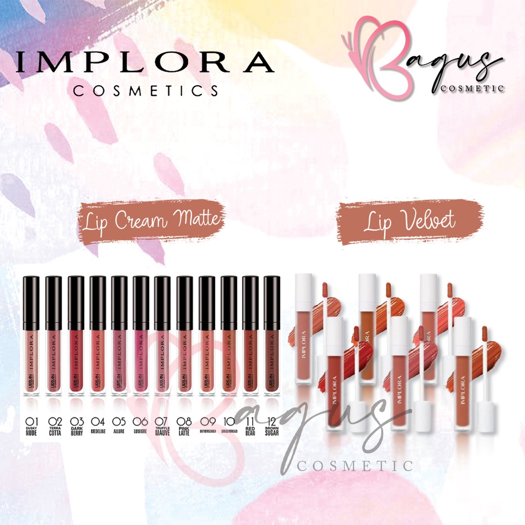 ⭐BAGUS⭐ [01-20] IMPLORA LIP CREAM  MATTE ✔BPOM / Lipcream Urban | Lip Velvet Relaxa