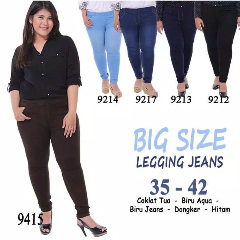 Legging Jegging Jeans Pinggang Karet Cewe Wanita Super Jumbo Big Size