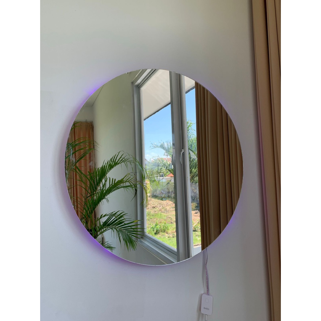 Round Mirror Frameless + lampu LED