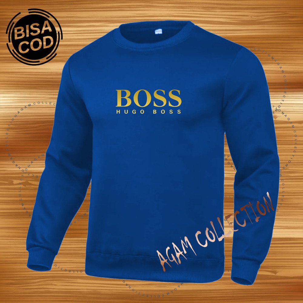 Agam collection Sweater Distro HU9O Boss Premium Text Gold Pria Wanita