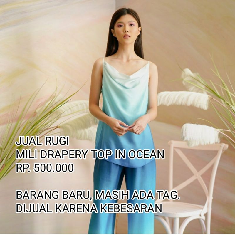 Novere mili drapery top in ocean Novere x mmehuillet novere mili top SIZE ML