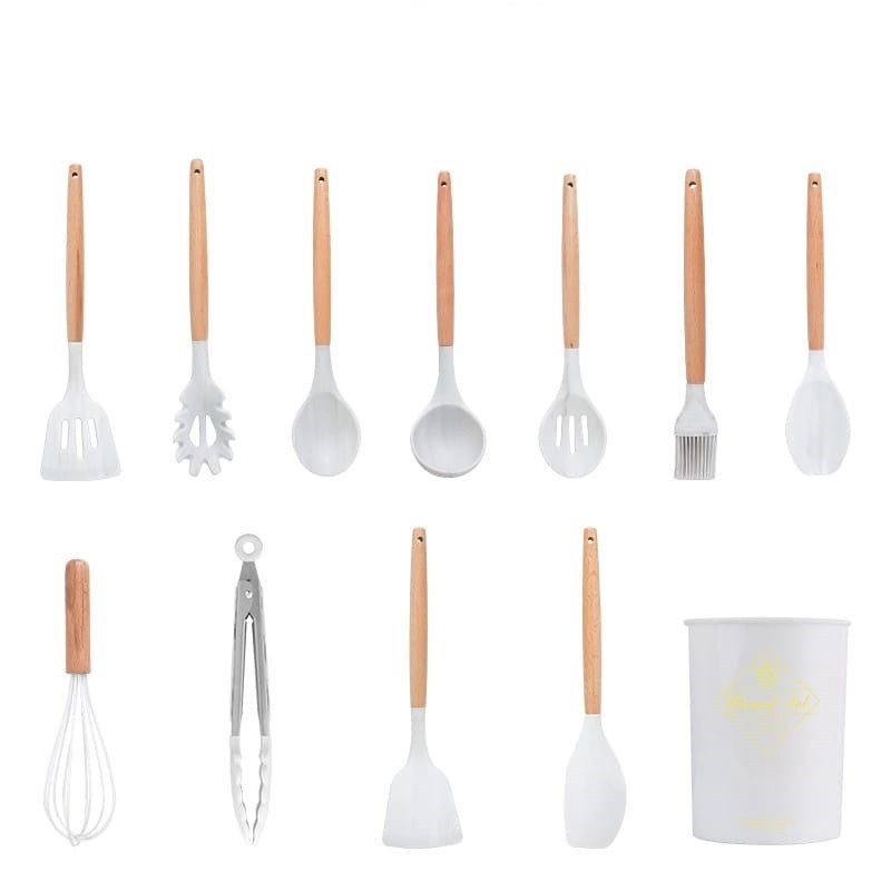 KA 01 Spatula Masak Spatula Utenstils Set Lengkap 12in1 Marble White