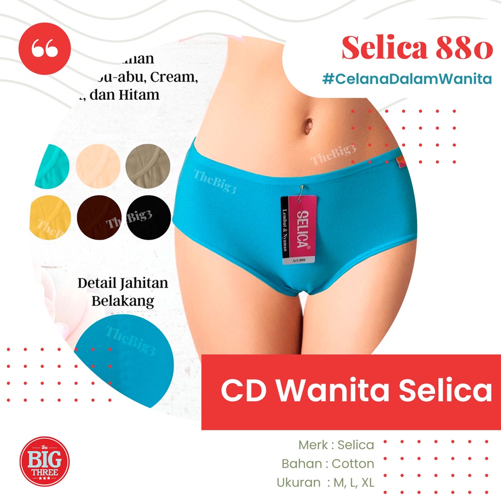 SELICA Celana Dalam Katun Wanita - CD ukuran M L XL Lembut Nyaman - CD WNT SELICA-A 880 MINI thebig3