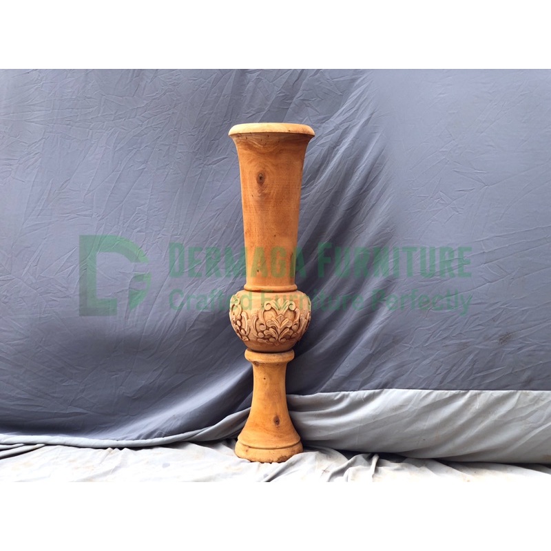 VAS BUNGA POLOS KAYU MAHONI VAS BUNGA DEKORASI PELAMINAN VAS BUNGA RUANG TAMU MURAH DERMAGA FURNITUR