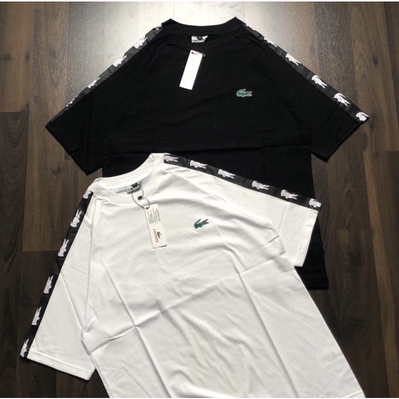 KAOS LACOSTE SILDE HANDS HITAM PUTIH NEW & ORIGINAL