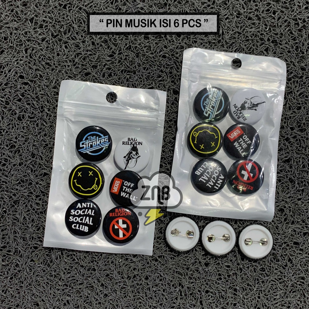 BROS MUSIK PIN BAND BROS NIRVANA PIN BUTTON BEST QUALITY DAN TERMURAH ISI 6 PCS