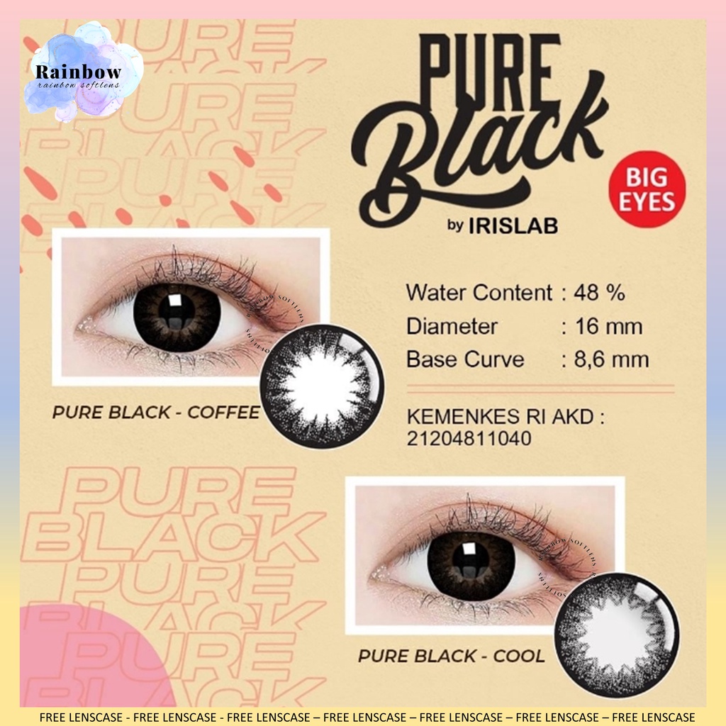 [COD] SOFTLENS PURE BLACK NORMAL &amp; MINUS (-0.50 SD -6.00) DIAMETER 16MM LIVING COLOR