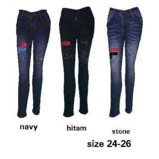 075 Celana  soft jeans  anak  tanggung davida sobek  ripped 