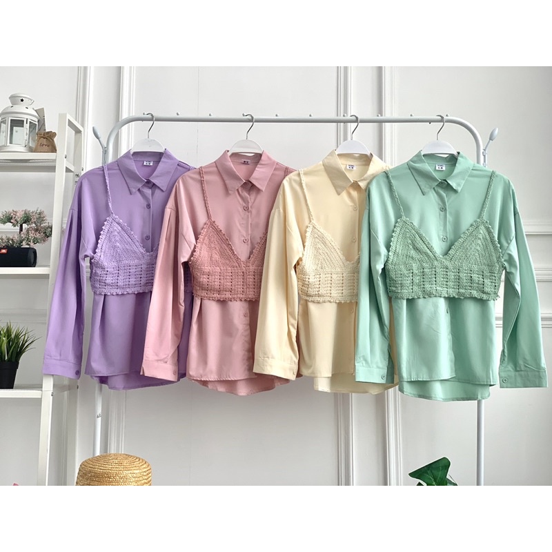 FW B1086 Kemeja Vest Import Premium
