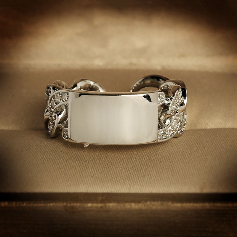 Fancyqube Cincin Rantai Adjustable Bahan Stainless Steel Gaya Punk Untuk Pria Dan Wanita