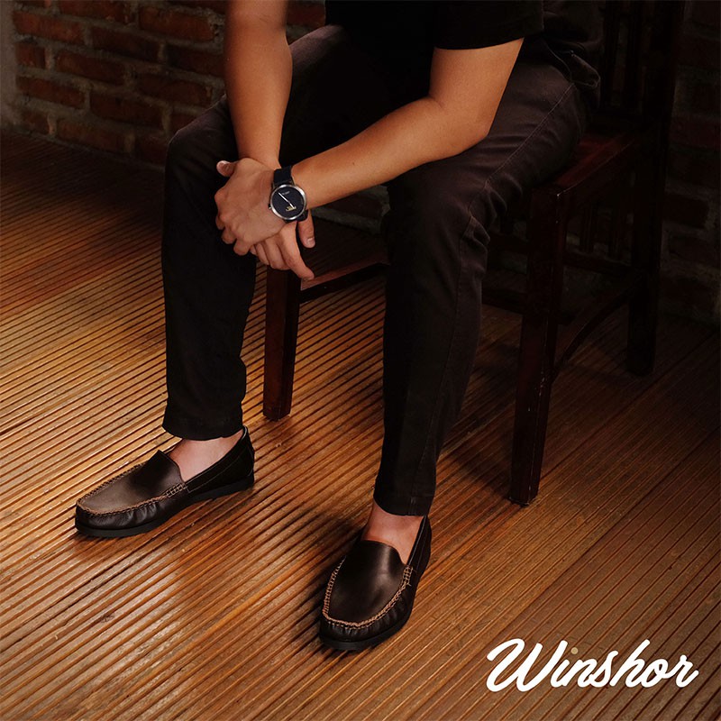 601 - Winshor - Alister Dark Brown - Sepatu Casual Slip on