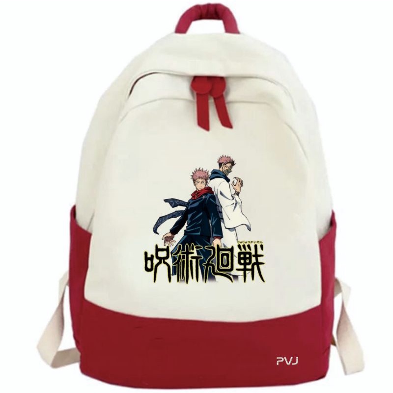 TERBARU Tas Ransel Anime Jujutsu Kaisen Kanji Logo Itadori Yuji Satoru Gojo Premium