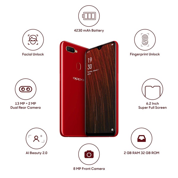 hp murah oppo a3s  oppo f5  oppo a57  4/64gb handphone-1