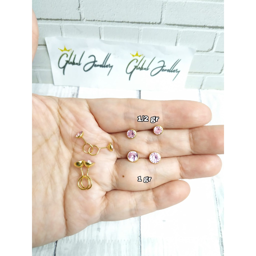 ANTING TOGE MATA PINK GOLD PERAK ASLI S925 GLOBAL JEWELLERY CK046