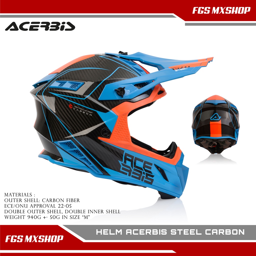 HELM CROSS ACERBIS STEEL CARBON HELM ACERBIS ORANGE BLUE