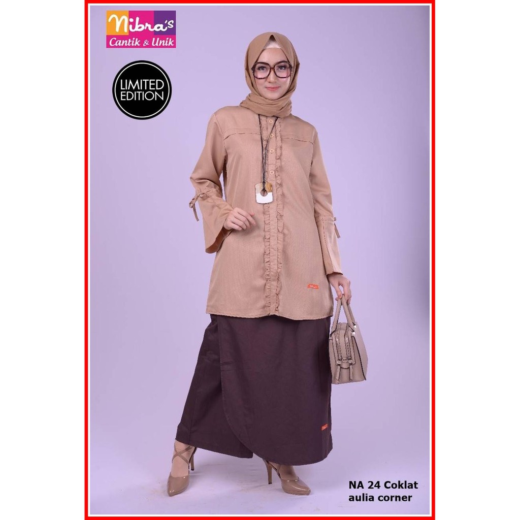 Baju Atasan Wanita Terbaru Nibras NA 24 Coklat Blouse Muslim Baju Atasan Wanita Terbaru