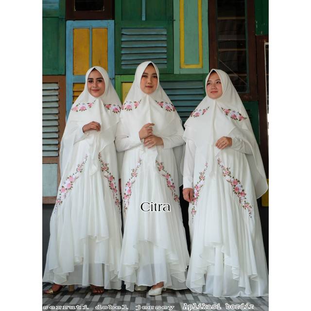 Gamis Syari Putih - Set Khimar