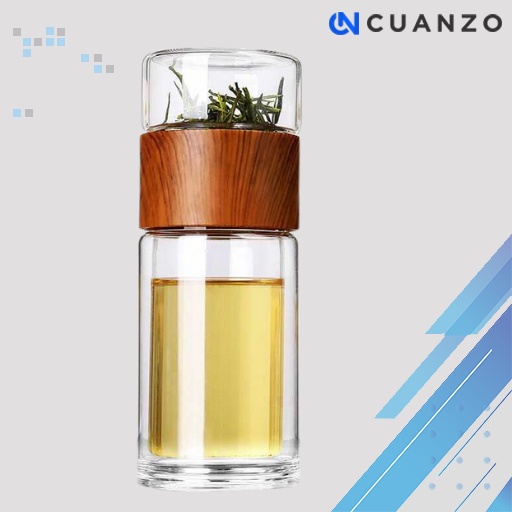 One Two Cups Botol Minum Penyaring Teh Double Wall 230ml / Botol Minum Infuser Double Wall Tumbler Teapot Teh Saringan Bahan Kaca Portable / Teapot Infuser Tumbler Pemisah Teh Anti Bocor Tetes Anti Panas Berkualitas / Infuser Tea Bottle Murah Original