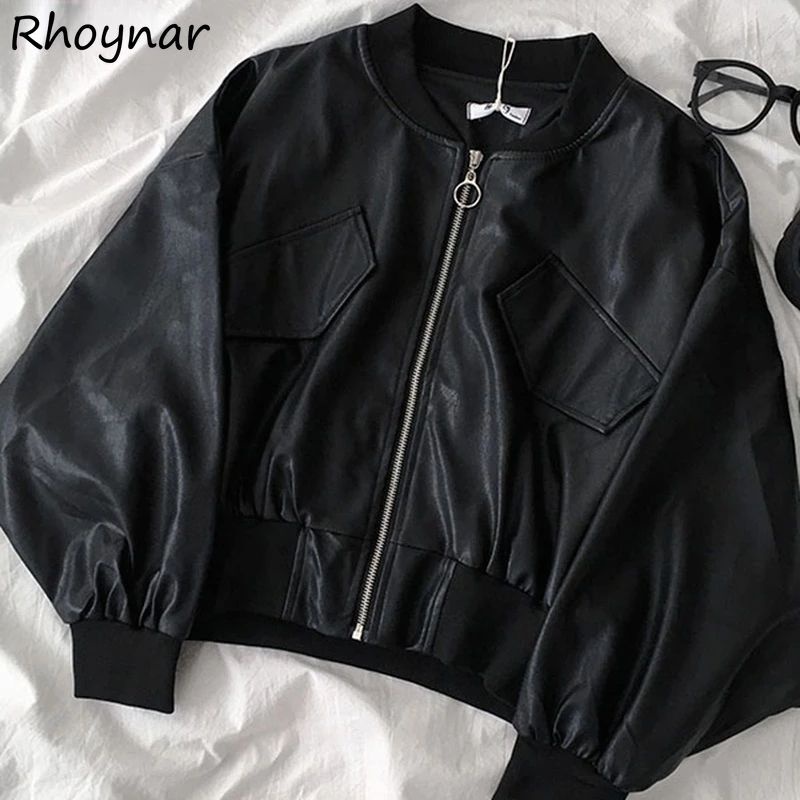 [BISA COD] Jaket Semi Kulit Wanita Crop Black Slimfit /Leather Premium