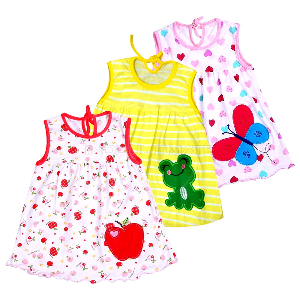 Dress Bayi Perempuan Lengan Kutung Dress Rok Bayi COTTON Terusan Bayi Pakaian Bayi Perempuan Dress Bayi Pesta Motif Lucu Baju Bayi Cewek Baju harian Bayi TRS-8805