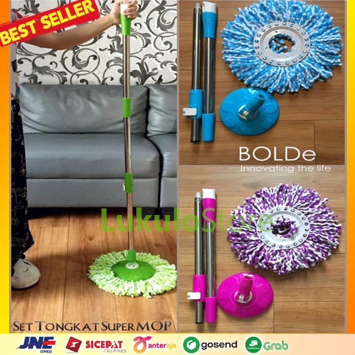 Refil Kain Pel Lantai Otomatis Tanpa Peras Bahan Microfiber Alat Tongkat Gagang Pel Pelan Lantai Oto