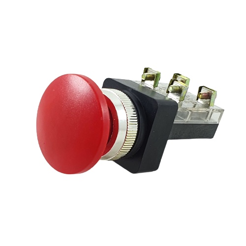 Saklar Push On Button 25mm Switch Tombol Reset Emergency Panel Jamur Spring Return Momentary PM25