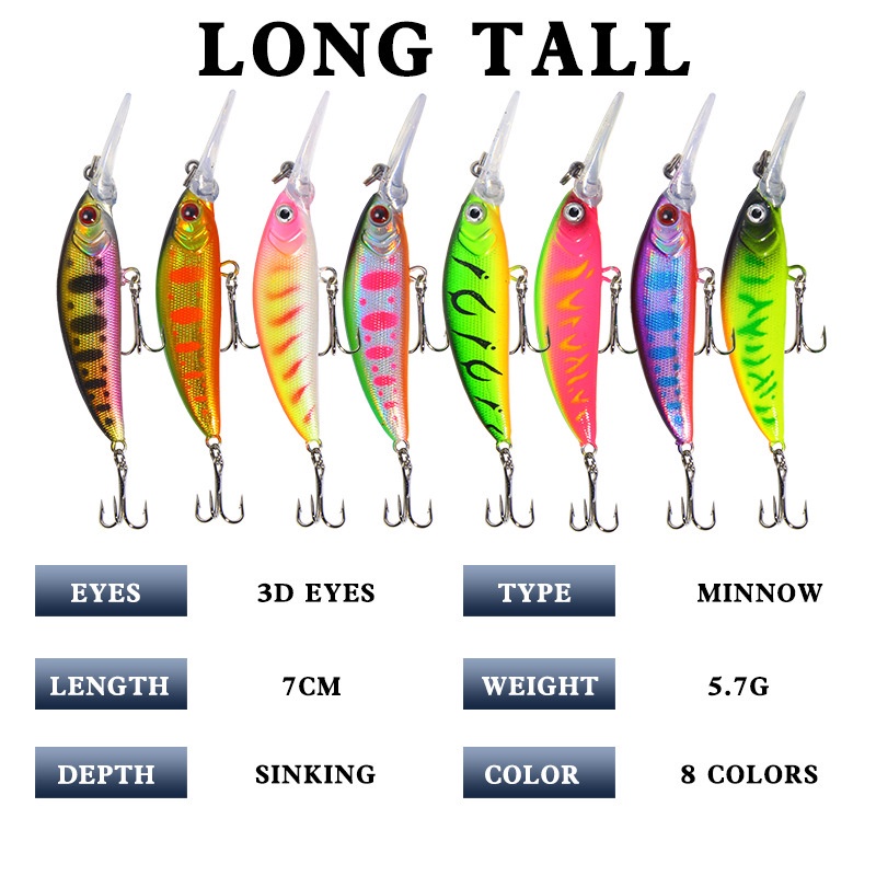 5 Colors Mini Minnow Lure 1PCS 6g/7cm Top Water Fishing Lure Bait SwimBait Lure Plastic Bait