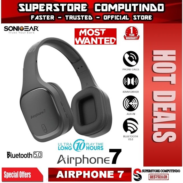 SonicGear Airphone 7 Bluetooth Headphones With Microphone