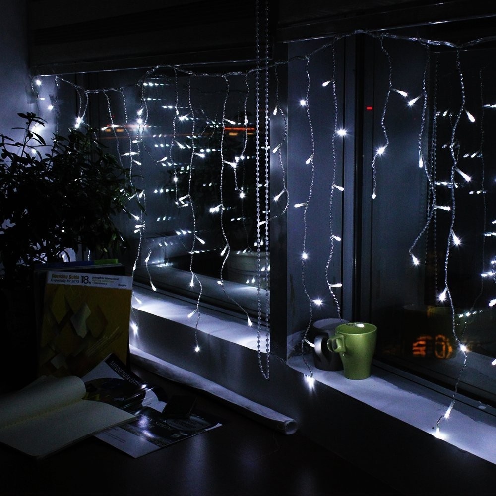 Lampu Tumbler Tirai 4M 96 LEDs Lampu Hias Led Tirai Natal Outdoor Waterproof Lampu Natal Tirai Led Curtain Light Rainbow Warmwhite