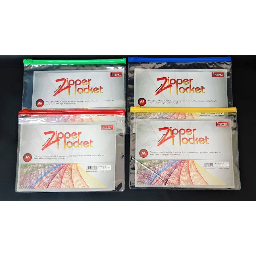

MAP PLASTIK SLETING ZIP BAG ZIPPER POCKET A5 BENEX 9132 TRANSPARANT TEBAL SERBAGUNA