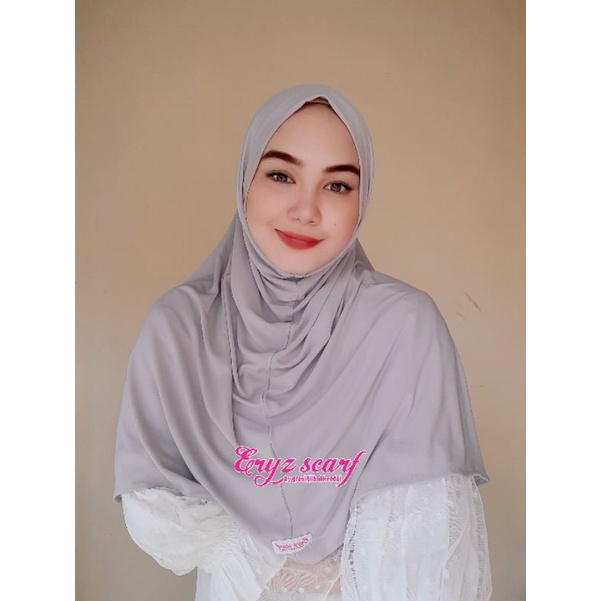 Bergo Shalwa Hijab Citra Kirana Jilbab Sport Instan Jersey Murah Kerudung Harian by Eryzscarf-Silver