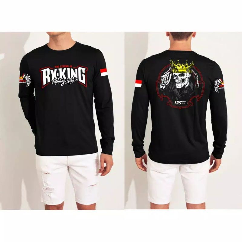 Fourfashion Kaos Distro LENGAN PANJANG RX KING TENGKORAK Black FN220