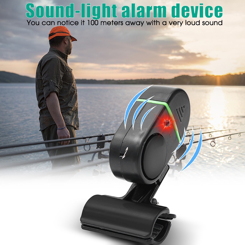 Alarm Gigitan Ikan Portable Warna Hitam Dengan Lampu LED