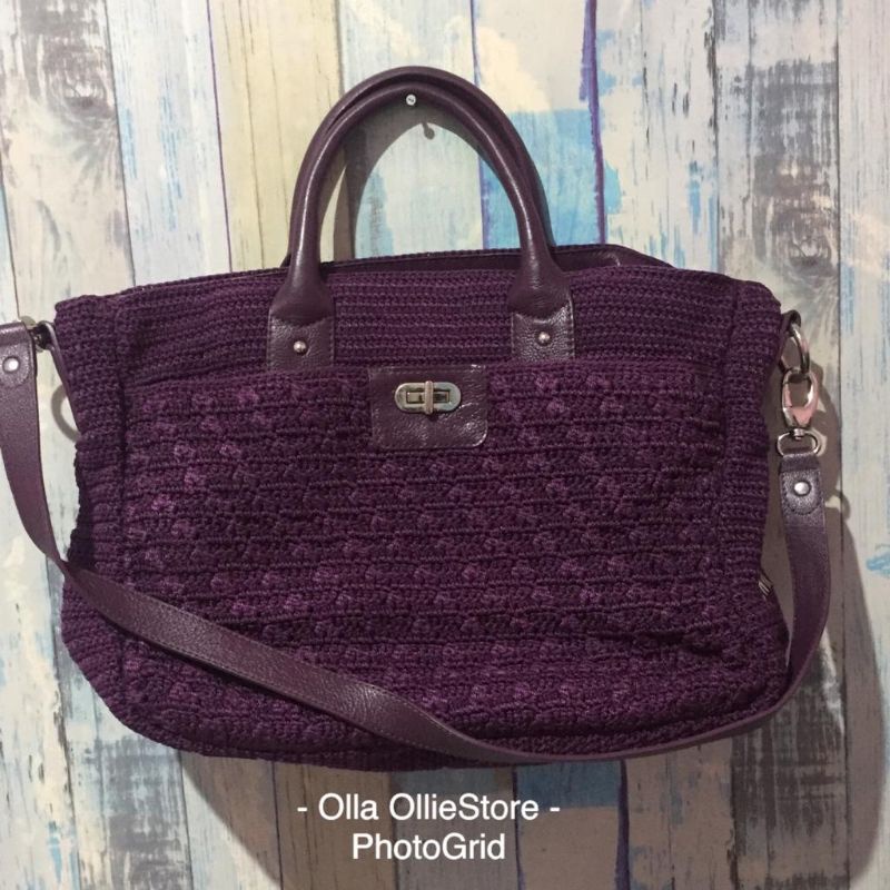 [Preloved, Original, Mulus] Tas Rajut Dowa Warna Ungu (Tas Kerja Jumbo)