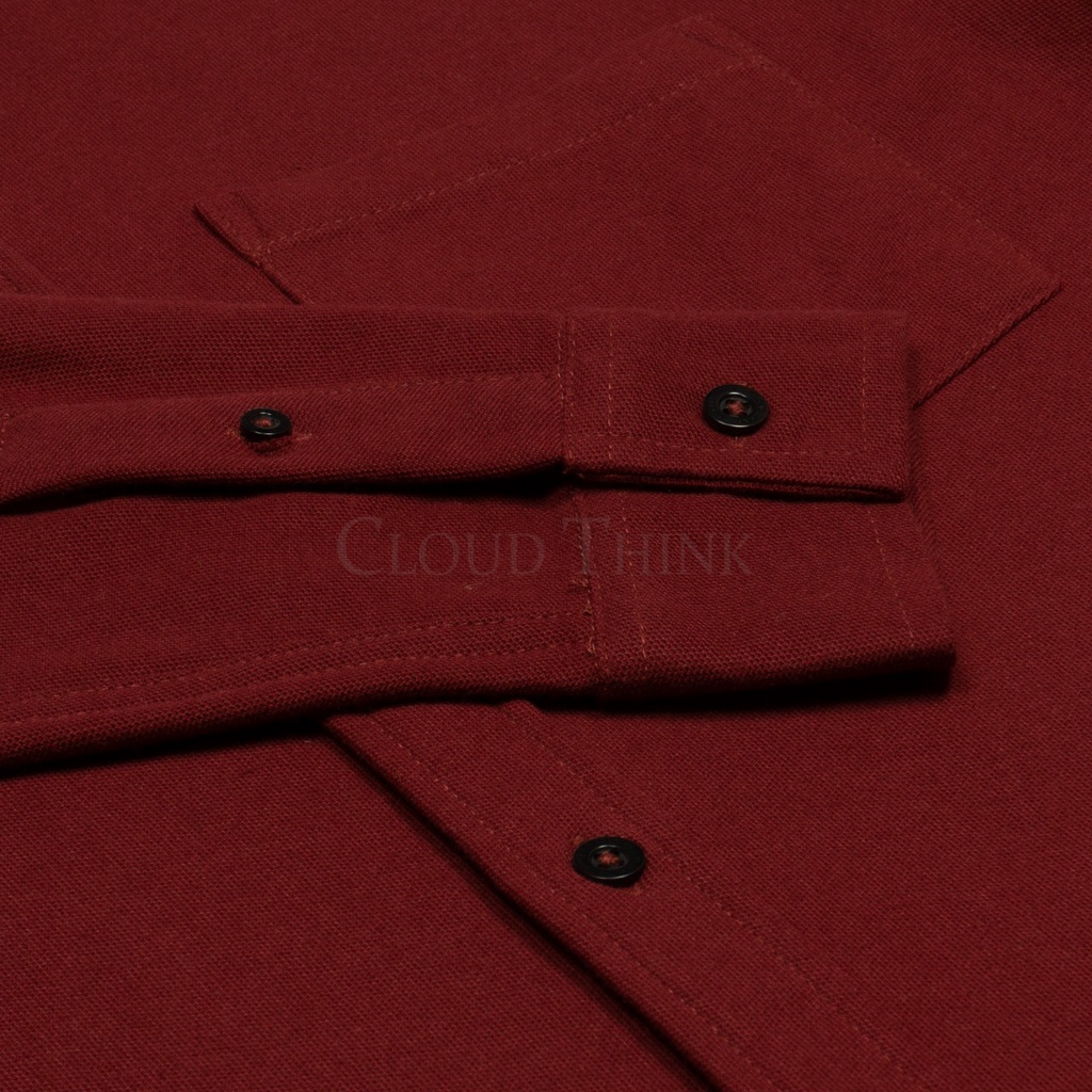 Kemeja Pria Lengan Panjang Merah Maroon | Original Cotton Pique Best Quality