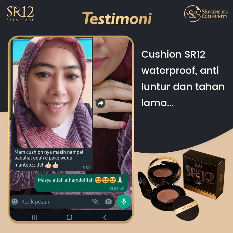 Perfect Cushion SR12 - Cushion Anti Luntur - Waterproof - Tahan Lama - Demi Matte Cover Cushion 15gr