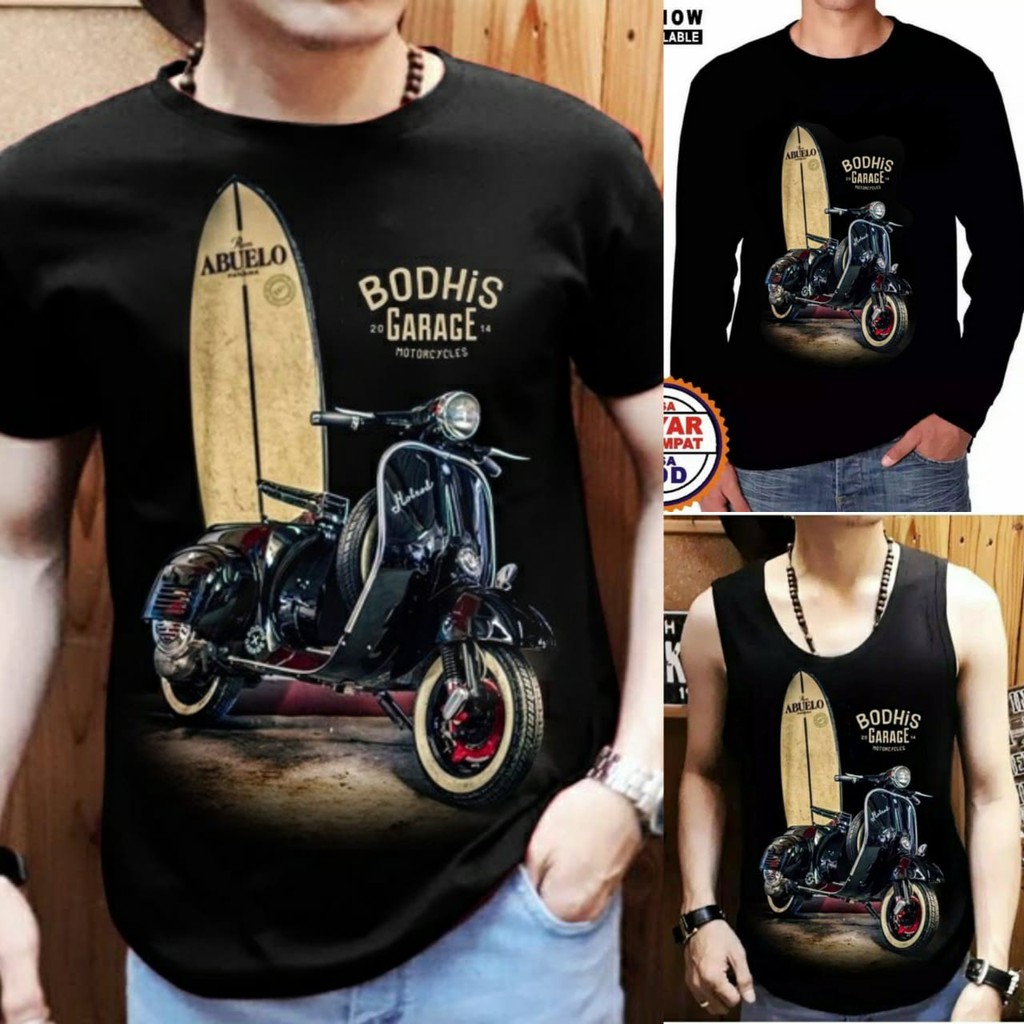 Shalch Trendy / T-shirt / Singlet / Kaos Panjang Motif Vespa Black