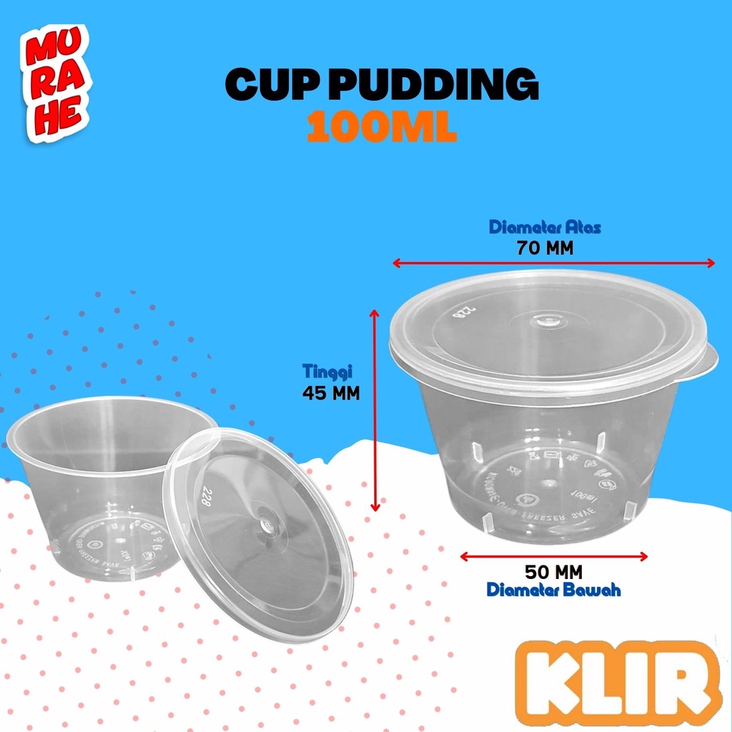 Cup Puding Klir Mini 100ml / Thinwall Cup 100ml / Gelas Jelly @25Pcs