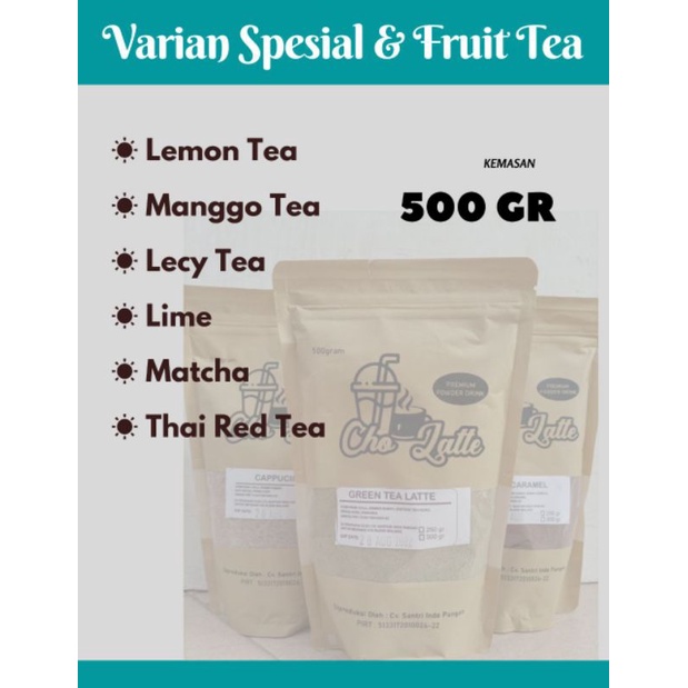 

ECOLATTE Cholatte Powder Bubuk Minuman Varian Milk Tea dan Fruit Tea 500gr