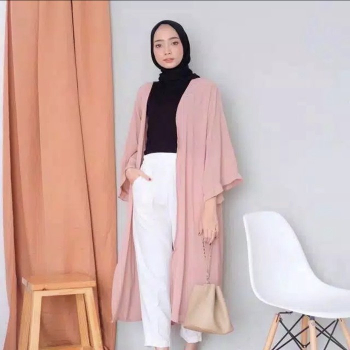 MUSLIM-CARDIGAN- OUTER PANJANG WANITA MUSLIM / CARDIGAN PANJANG JUMBO / YUUNA CARDI - PUTIH
