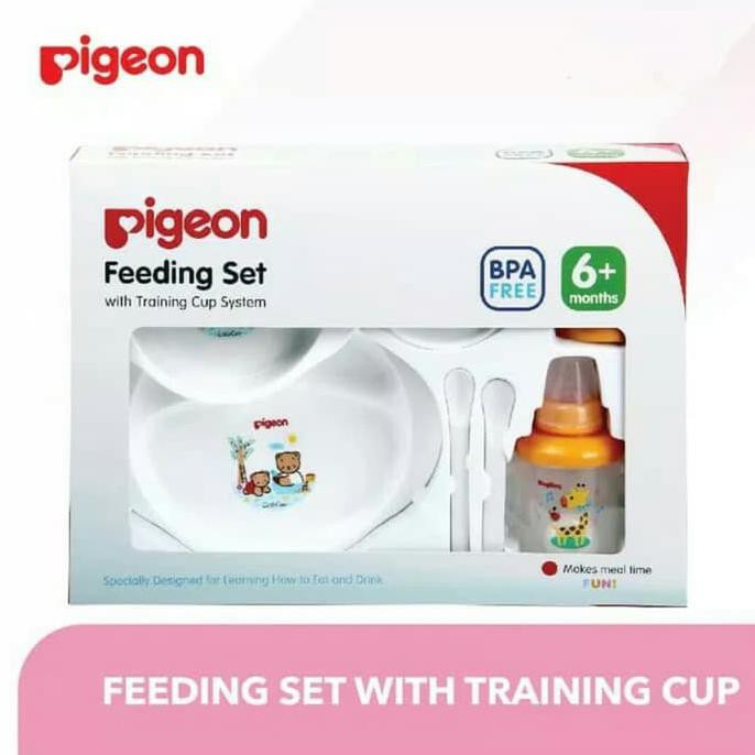 Jual Murah Pigeon Feeding Set komplit with training cup - tempat makan bayi - Putih Termurah