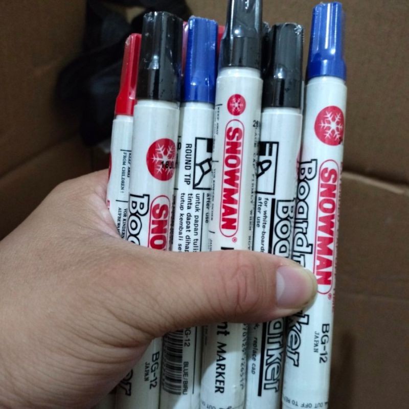 

Spidol Whiteboard merk SNOWMAN BG 12 Hitam Biru Merah - biru - Hitam...