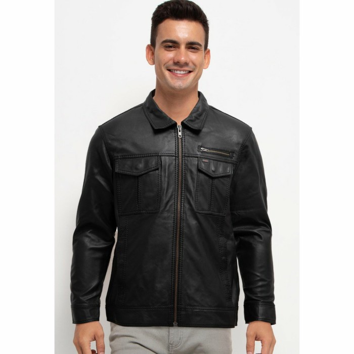 CARDINAL -JACKET KULIT PRIA ORIGINAL- Jaket Kulit Casual Black