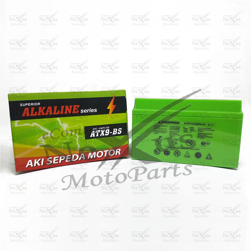 Aki Motor Grandcell Alkaline ATX9-BS YTX7A GTZ8V YTZ8V YTX9 YTZ10S ATX9F 12V 9Ah Ninja 250 CBR KTM