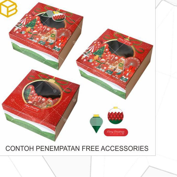 

✦ Diskon>>[11.11] ✦ Box Kue Cake Packaging Natal Christmas Hampers Kemasan Kotak Dus Bolu | CB2210 N