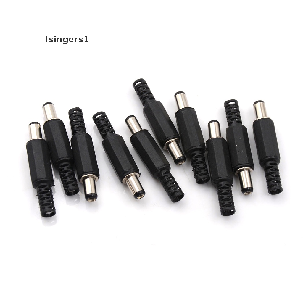 (lsingers1) 10pcs Konektor Jack Power DC 2.1mm x 5.5mm Male Cover Plastik Hitam